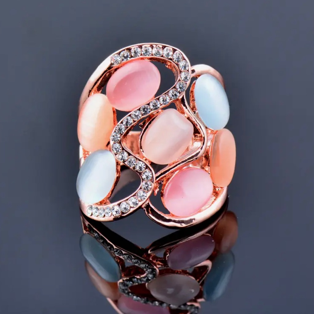 Multicolored Silver Opal Ring
